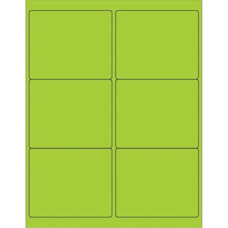 Officespace 4 x 3.33 in. Fluorescent Green Rectangle Laser Labels, 600PK OF2536990